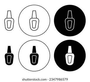 Nail polish vector icon set. fingernail manicure bottle symbol in black color.