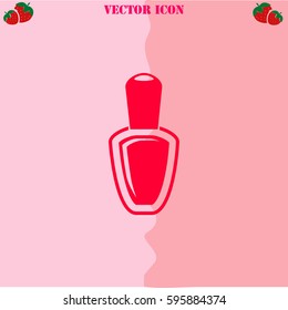 Nail polish vector  icon. Strawberry Background.