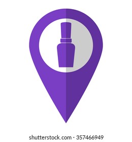 Nail Polish - vector icon;  violet map pointer