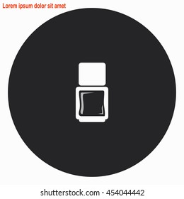 Nail polish web icon. Gray circle button with white illustration.