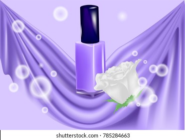 nail polish and white rose on abstract background