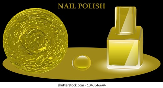 Nail polish yellow - gold abstract decor element - vector. Fashion. Beauty saloon.