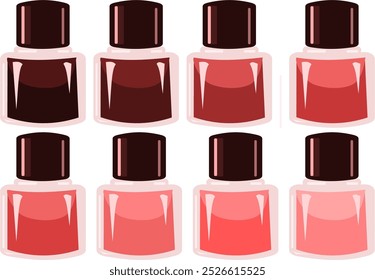 esmaltes ungueais, conjunto de cor rosa vermelha