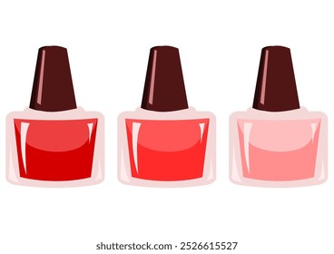 Esmaltes de uñas, conjunto de color rojo rosado