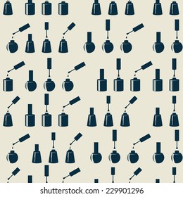 Nail polish.Vector illustration with seamless pattern. Can be used for fashion retro print design and textile design. Nail polish silhouette.