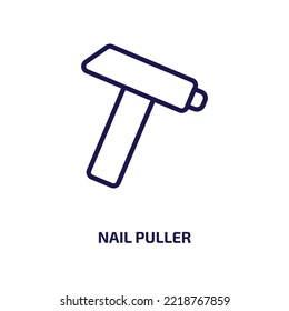 icono del quitapapeles de la colección general. Icono de delineador de uñas lineal delgado, uña, contorno de trabajo aislado en fondo blanco. Signo del extractor de uñas vectorial de línea, símbolo para web y móvil