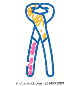 nail puller pliers doodle icon sketch vector. nail puller pliers sign. isolated symbol illustration