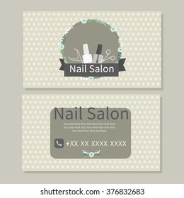 Nail Salon. Beauty, manicure, care. Cute design of business cards for manicure  salon . Vector design