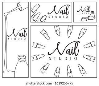 Nail salon flyer. Artistic vector templates set with thin line symbols and hand drawn design elements. - Powered by Shutterstock - Get 15% off with code: PIKWIZARD15