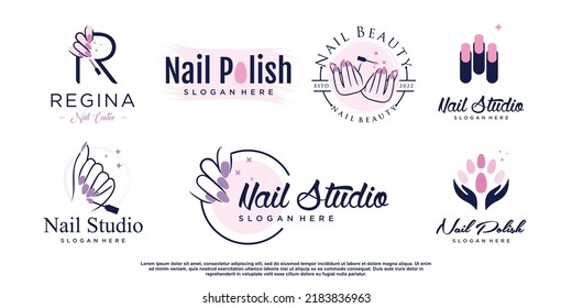 Nail salon icon logo design vector with creative unique style Premium Vector