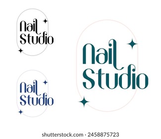 Nail Salon Logo Konzept Schönheit Bar Illustration Fantasie Stil Trend Mark Zeichen Vektorgrafik