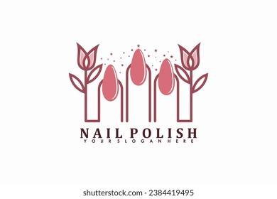 diseño del logo del salón de uñas vector con belleza de esmalte de uñas creativo