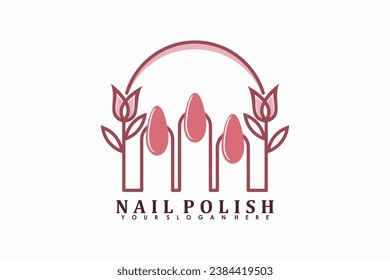 diseño del logo del salón de uñas vector con belleza de esmalte de uñas creativo