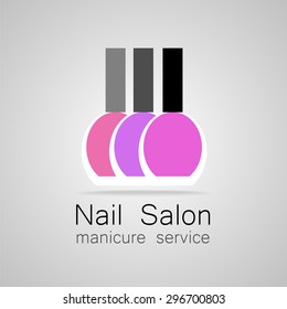 Nail Salon logo. Nail polish - a symbol of manicure. Design sign - nail care.