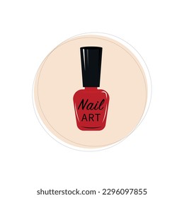 Plantilla de logotipo de salón de uñas. El concepto de cuidado a mano. Diseño moderno para estudio de uñas, salón de belleza y centro de bienestar. Una botella de esmalte de uñas.