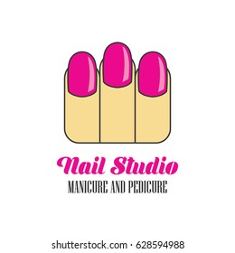 nail salon manicure pedicure logo with text space for your slogan / tagline, vector illustration
