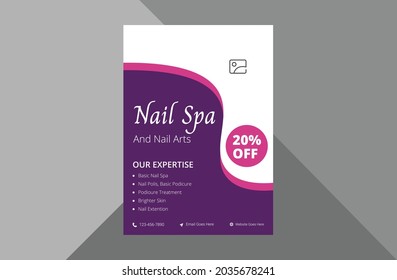 nail salon service flyer design. spa nail salon service poster leaflet design.
a4 template, brochure design, cover, flyer, poster, print-ready