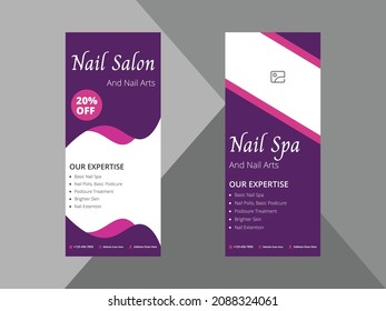 nail salon service roll up banner design. spa nail salon service poster leaflet design. cover, roll up banner, poster, print-ready