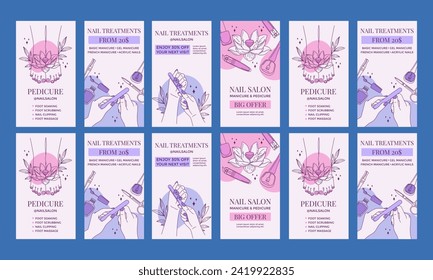 nail salon social media template vector flat design