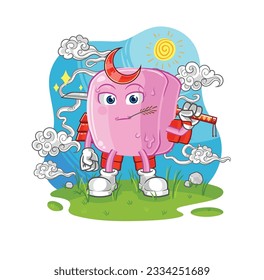 the nail samurai cartoon. cartoon mascot vector