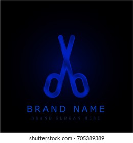 Nail scissors blue chromium metallic logo