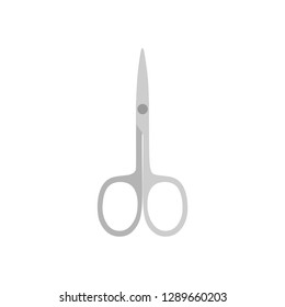 Nail scissors equipment isolated white hygiene vector icon top view. Professional salon manicure and pedicure finger