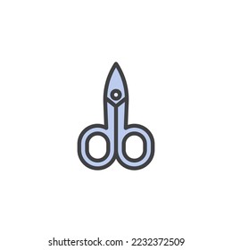 Nail scissors filled outline icon, line vector sign, linear colorful pictogram isolated on white. Symbol, logo illustration. Vector graphics