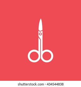 Nail Scissors Flat Icon On Red Background