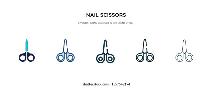 nail scissors icon in different style vector illustration. two colored and black nail scissors vector icons designed in filled, outline, line and stroke style can be used for web, mobile, ui