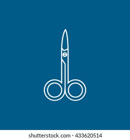 Nail Scissors Icon On Blue Background