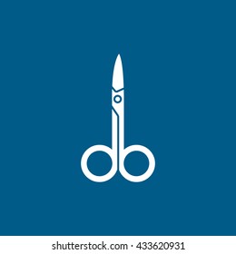 Nail Scissors Icon On Blue Background