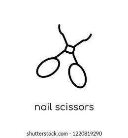 nail scissors icon. Trendy modern flat linear vector nail scissors icon on white background from thin line Hygiene collection, outline vector illustration