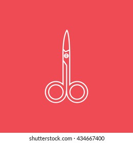 Nail Scissors Line Icon On Red Background