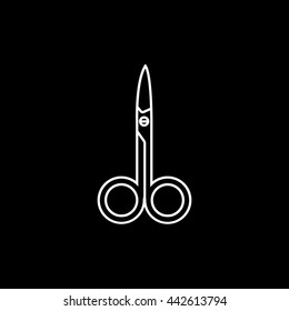 Nail Scissors Line Icon On Black Background