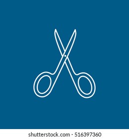 Nail Scissors Line Icon On Blue Background