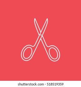 Nail Scissors Line Icon On Red Background