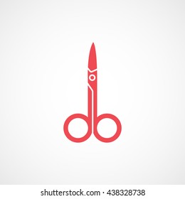 Nail Scissors Red Flat Icon On White Background