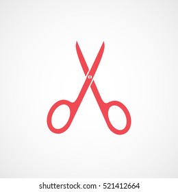 Nail Scissors Red Flat Icon On White Background