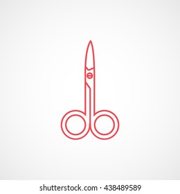 Nail Scissors Red Line Icon On White Background