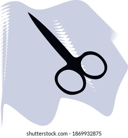 Tijeras de uñas vectoriales, barbero, salón, pelo, tijeras negras en el icono de mancha lila de un conjunto, aisladas en fondo blanco.