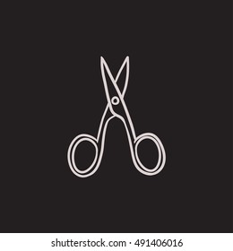 Nail scissors vector sketch icon isolated on background. Hand drawn Nail scissors icon. Nail scissors sketch icon for infographic, website or app.