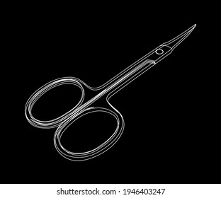 nail scissors white on black background