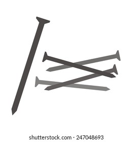 nail, set of gray nails, vector illustration