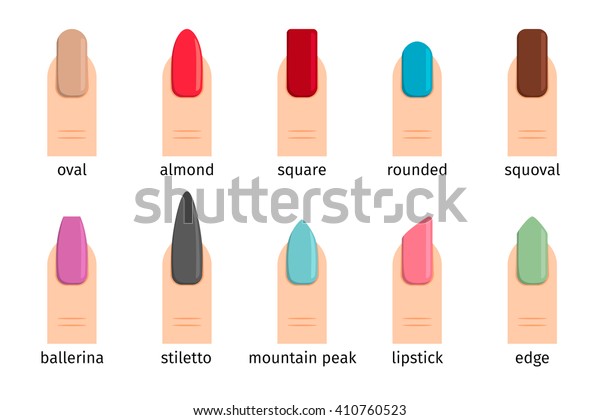 Nail Shape Icons Types Fashion Nail Stock Vector (Royalty Free) 410760523