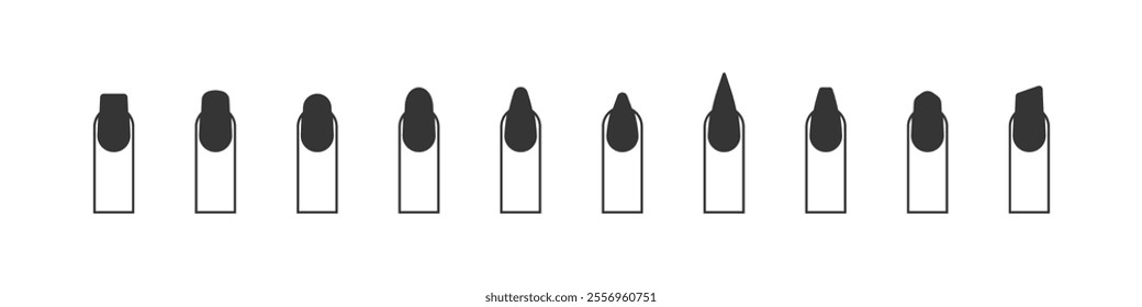 Nail shape and types. Beauty and care symbols