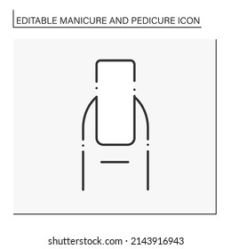 Icono de línea de formas de clavo. Forma cuadrada clásica. Modelación, definición de la forma y longitud de las uñas. Placas de uñas pulidas.Concepto de manicura y pedicura. Ilustración vectorial aislada. Trazo editable