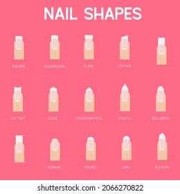 nail shapes for manicure and pedicure icon collection set