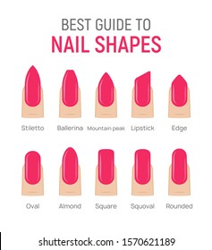 Nail shapes manicure vector art. Fingernail shape french form design fashion salon.