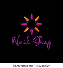 Nail shop with nails symbol. Nail shop monogram.