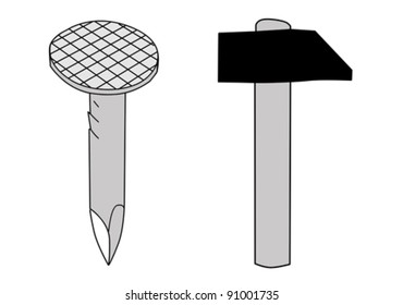 nail silhouette on white background, vector illustration